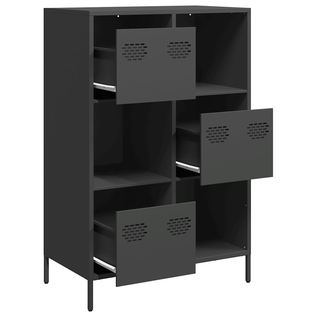 vidaXL Szafka, czarna, 68x39x103,5 cm, stal