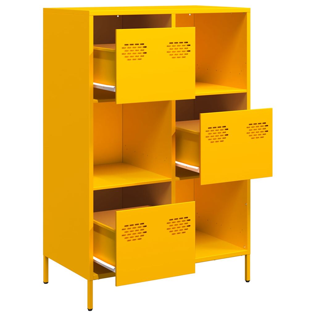 vidaXL Szafka, musztardowa, 68x39x103,5 cm, stal