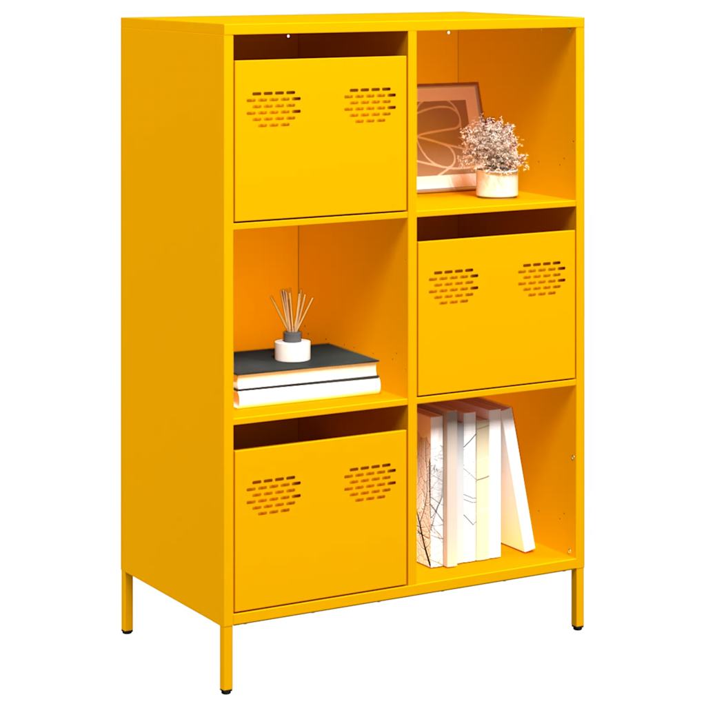 vidaXL Szafka, musztardowa, 68x39x103,5 cm, stal