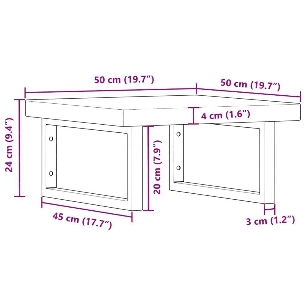 vidaXL Półka ścienna pod umywalkę, stal i lite drewno dębowe