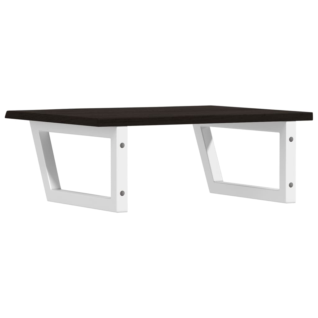 vidaXL Półka ścienna pod umywalkę, stal i lite drewno dębowe