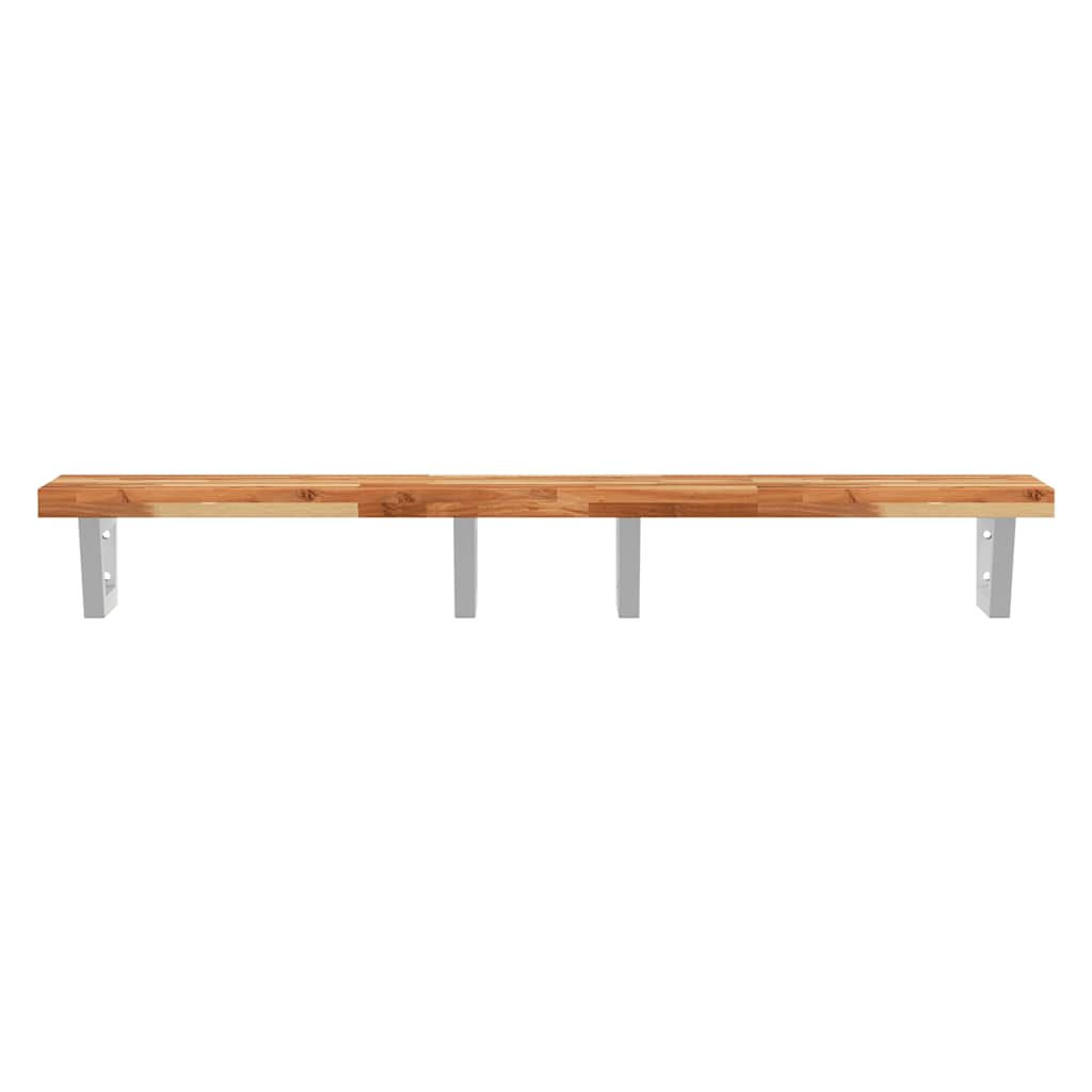 vidaXL Półka ścienna pod umywalkę, stal i lite drewno akacjowe