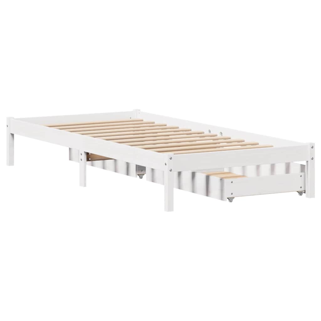vidaXL Rama łóżka bez materaca, biała, 90x190 cm, lite drewno sosnowe