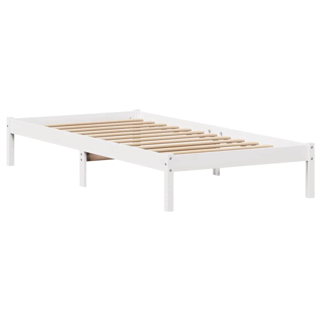 vidaXL Rama łóżka bez materaca, biała, 90x190 cm, lite drewno sosnowe