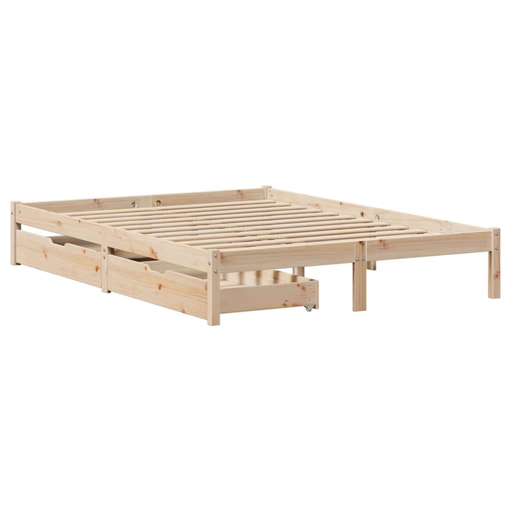 vidaXL Rama łóżka bez materaca, 135x190 cm, lite drewno sosnowe