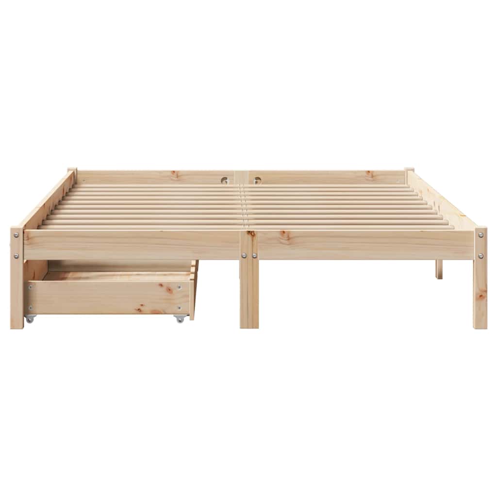 vidaXL Rama łóżka bez materaca, 135x190 cm, lite drewno sosnowe