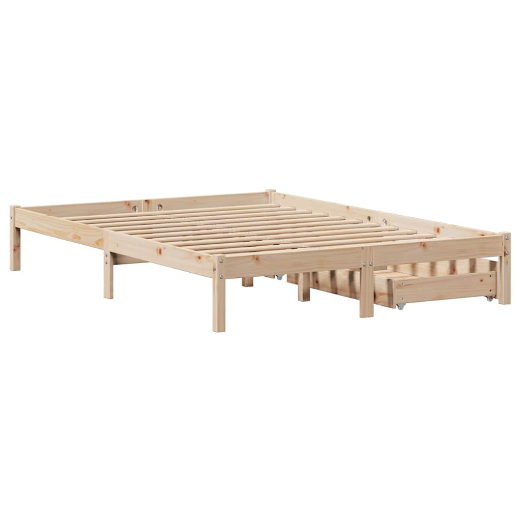 vidaXL Rama łóżka bez materaca, 135x190 cm, lite drewno sosnowe