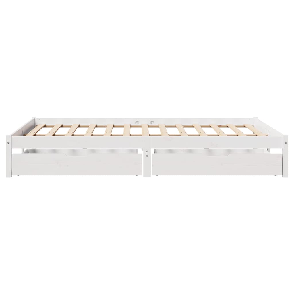 vidaXL Rama łóżka bez materaca, biała, 135x190 cm, lite drewno sosnowe