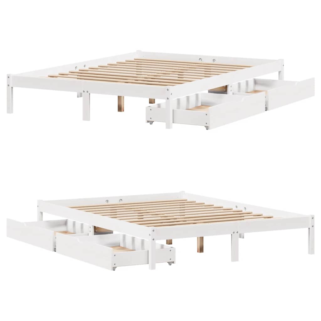 vidaXL Rama łóżka bez materaca, biała, 140x190 cm, lite drewno sosnowe