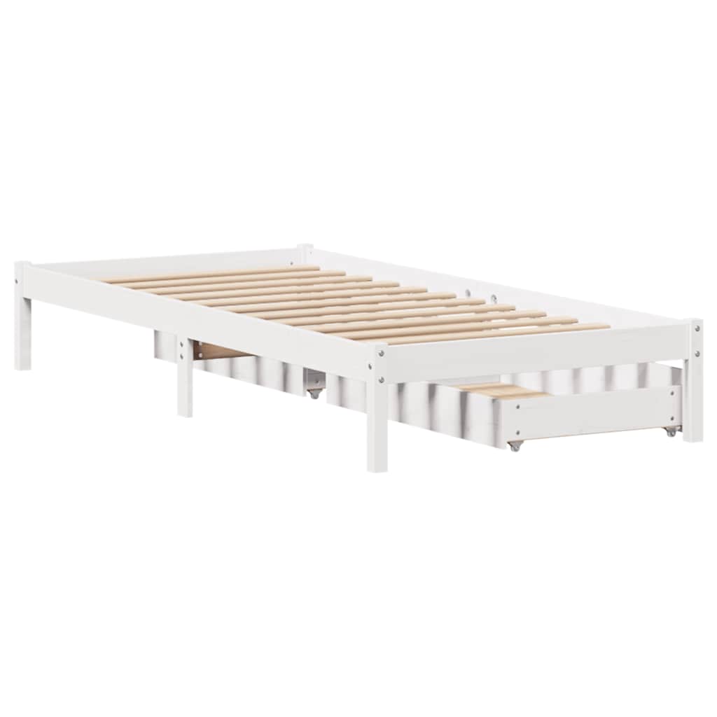 vidaXL Rama łóżka bez materaca, biała, 100x200 cm, lite drewno sosnowe