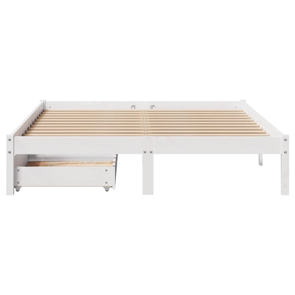vidaXL Rama łóżka bez materaca, biała, 140x200 cm, lite drewno sosnowe