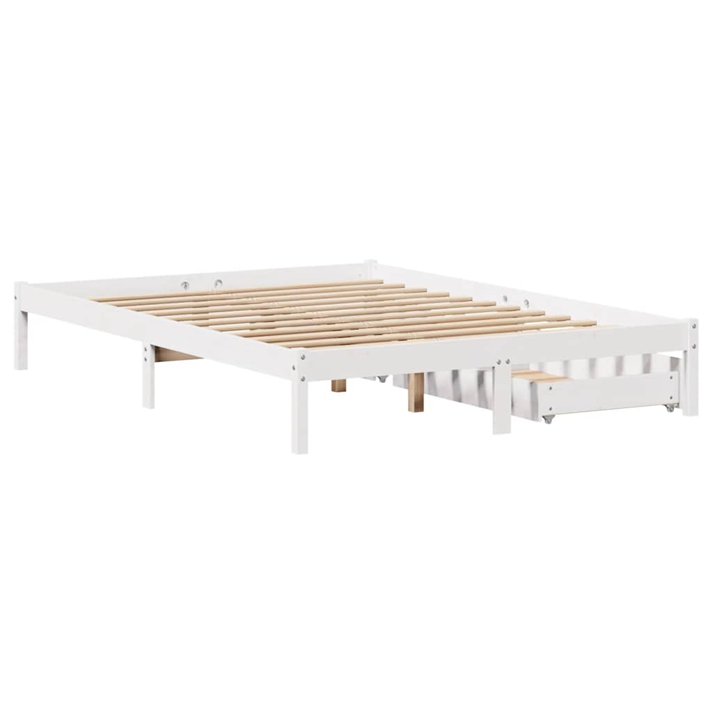 vidaXL Rama łóżka bez materaca, biała, 140x200 cm, lite drewno sosnowe