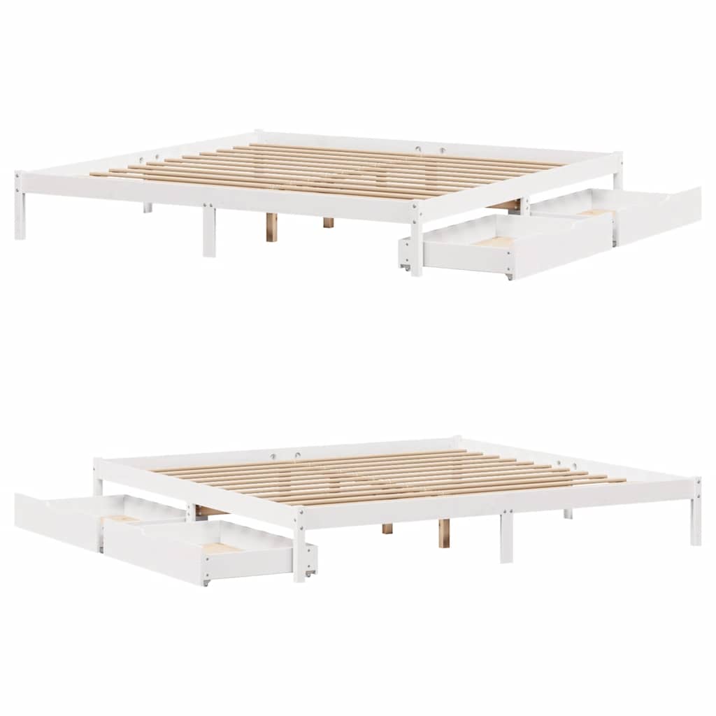 vidaXL Rama łóżka bez materaca, biała, 180x200 cm, lite drewno sosnowe