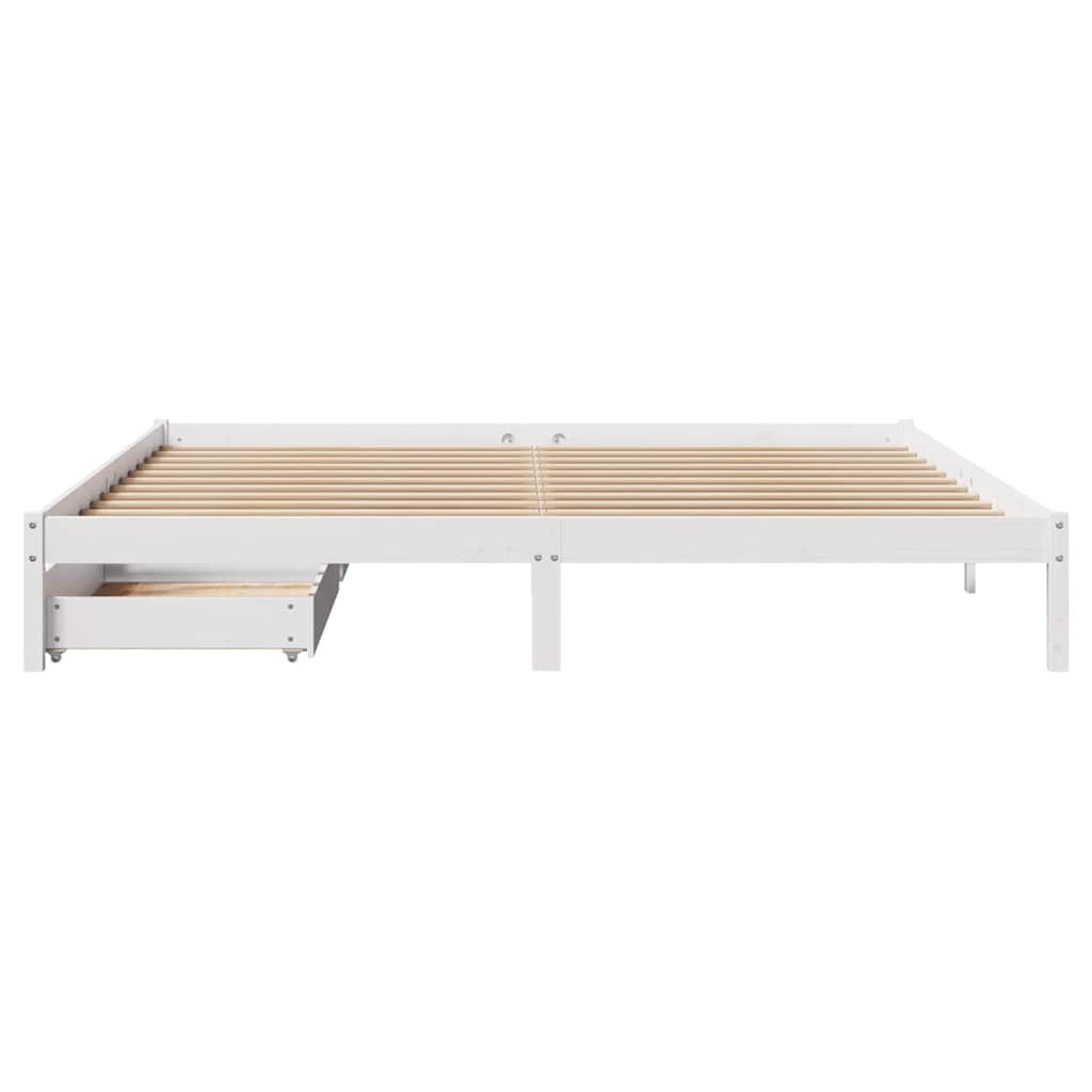 vidaXL Łóżko bez materaca, białe, 200x200 cm, lite drewno sosnowe