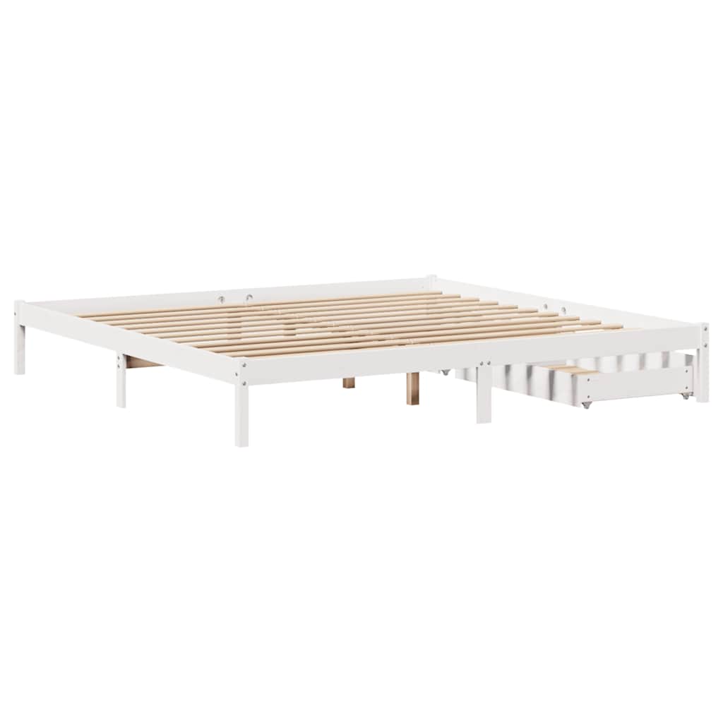 vidaXL Łóżko bez materaca, białe, 200x200 cm, lite drewno sosnowe