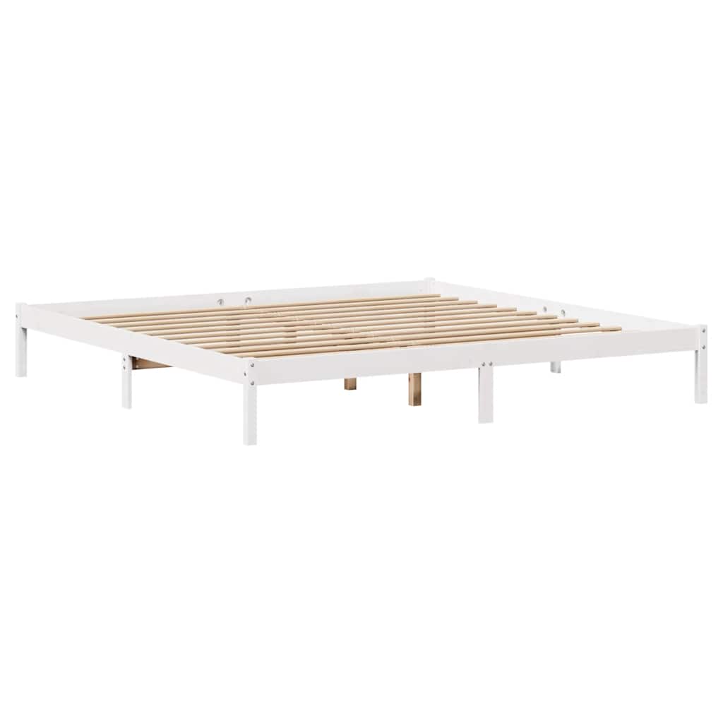 vidaXL Łóżko bez materaca, białe, 200x200 cm, lite drewno sosnowe
