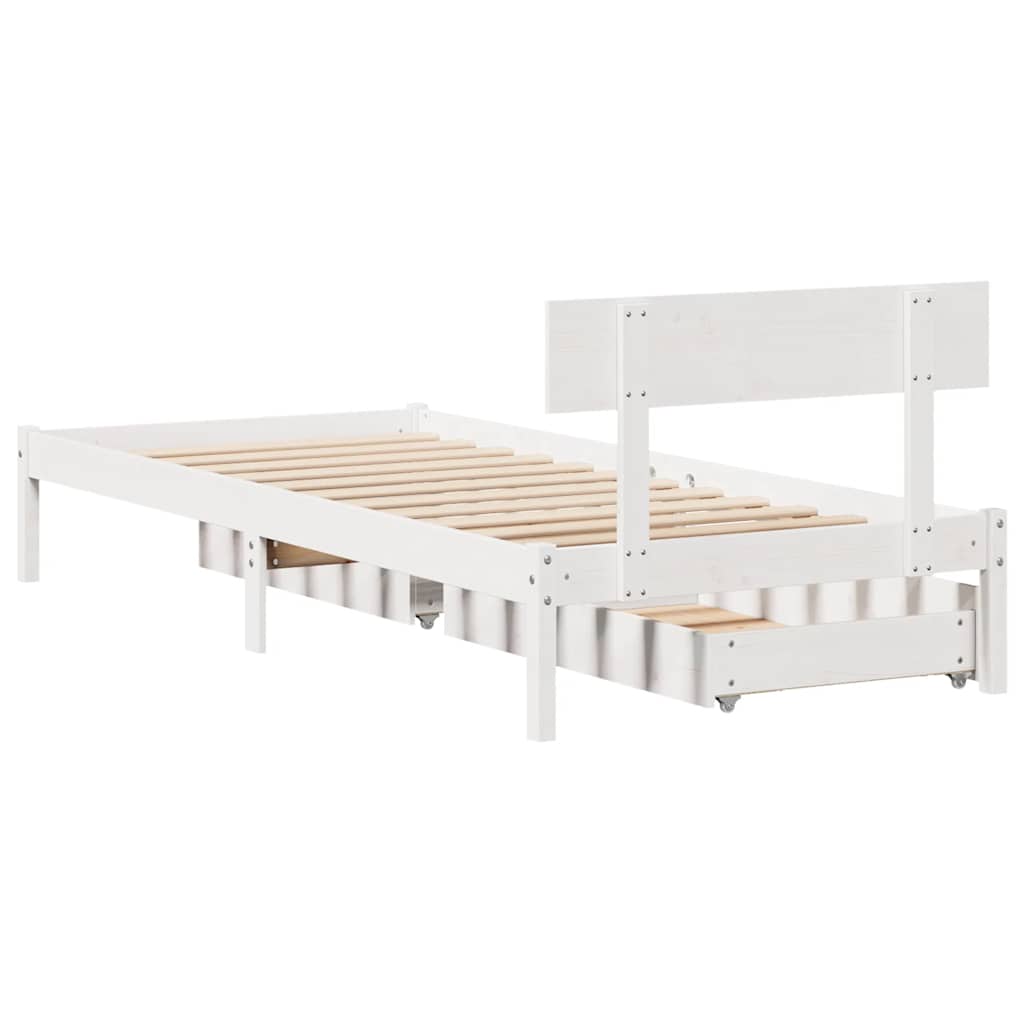 vidaXL Rama łóżka bez materaca, biała, 75x190 cm, lite drewno sosnowe