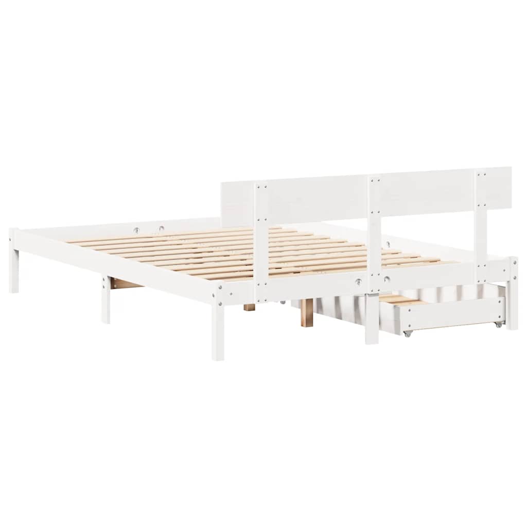 vidaXL Rama łóżka bez materaca, biała, 120x190 cm, lite drewno sosnowe