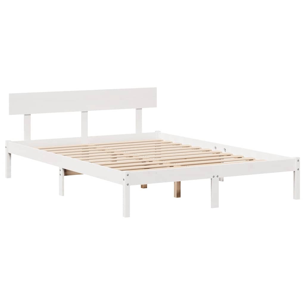 vidaXL Rama łóżka bez materaca, biała, 120x190 cm, lite drewno sosnowe