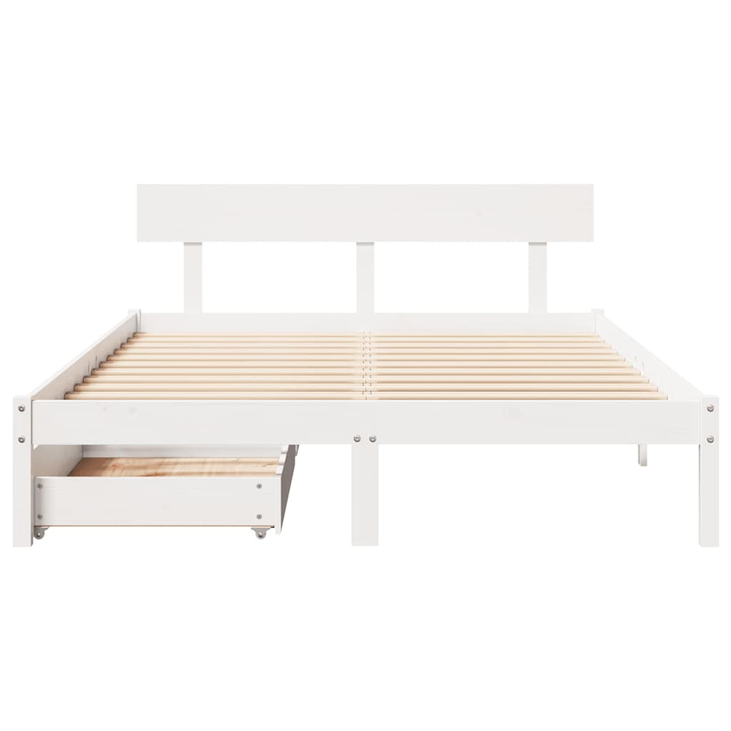 vidaXL Rama łóżka bez materaca, biała, 135x190 cm, lite drewno sosnowe