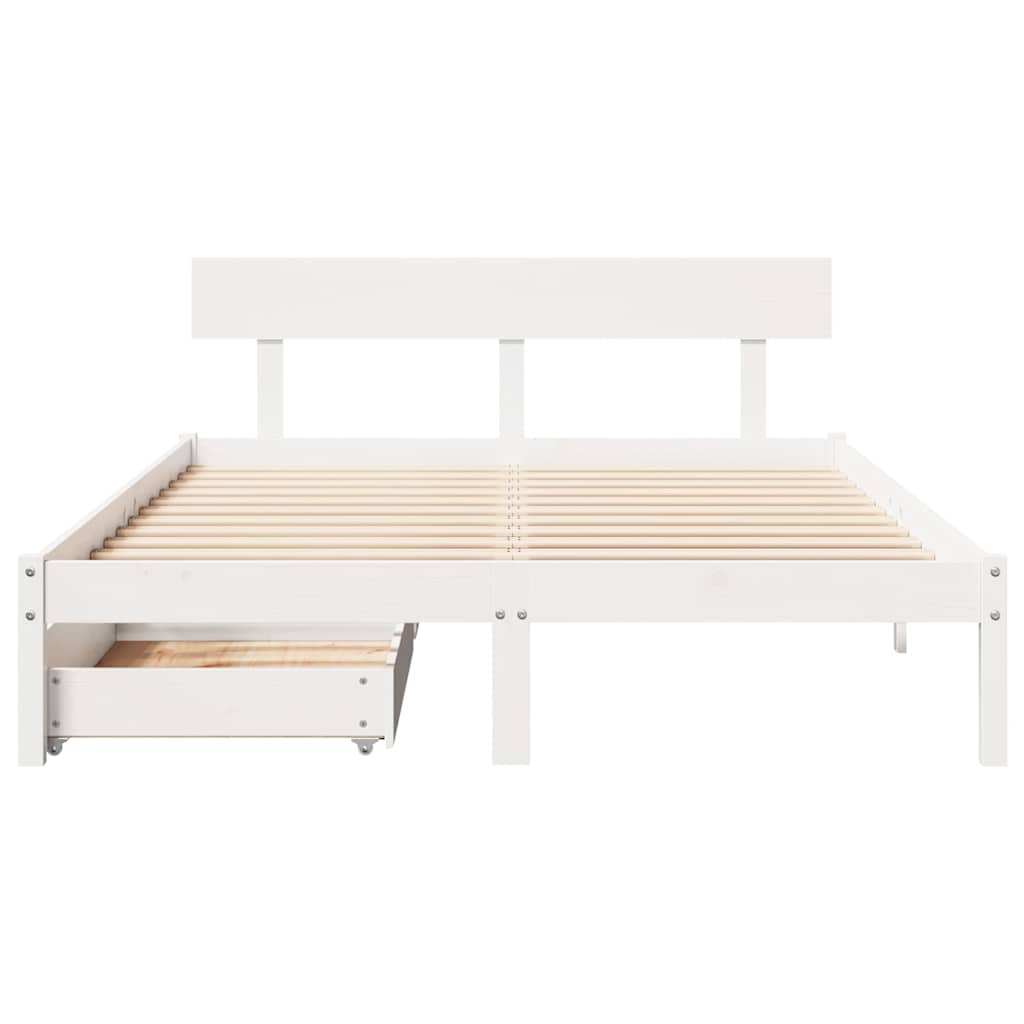 vidaXL Rama łóżka bez materaca, biała, 140x190 cm, lite drewno sosnowe