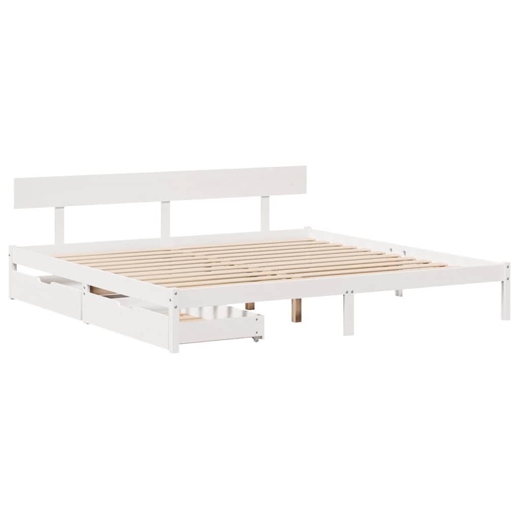 vidaXL Rama łóżka bez materaca, biała, 180x200 cm, lite drewno sosnowe
