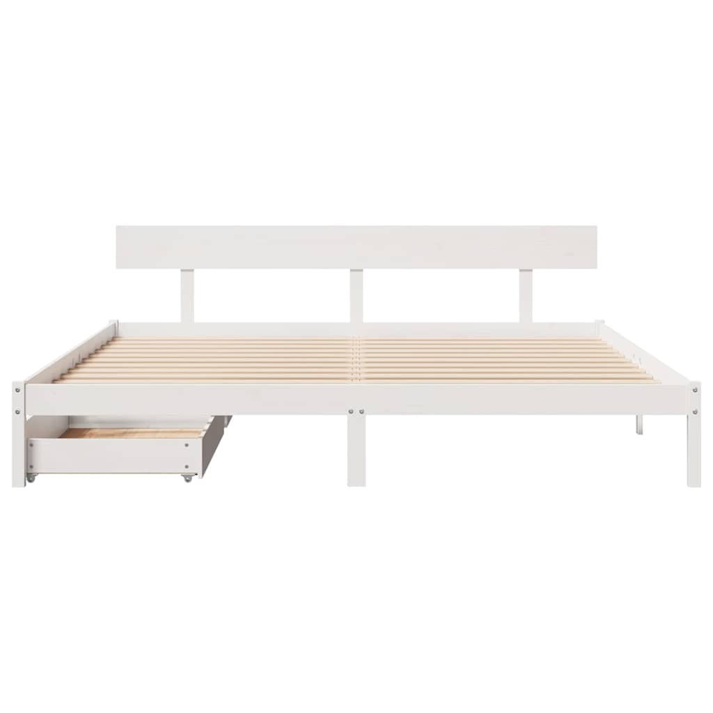 vidaXL Rama łóżka bez materaca, biała, 180x200 cm, lite drewno sosnowe