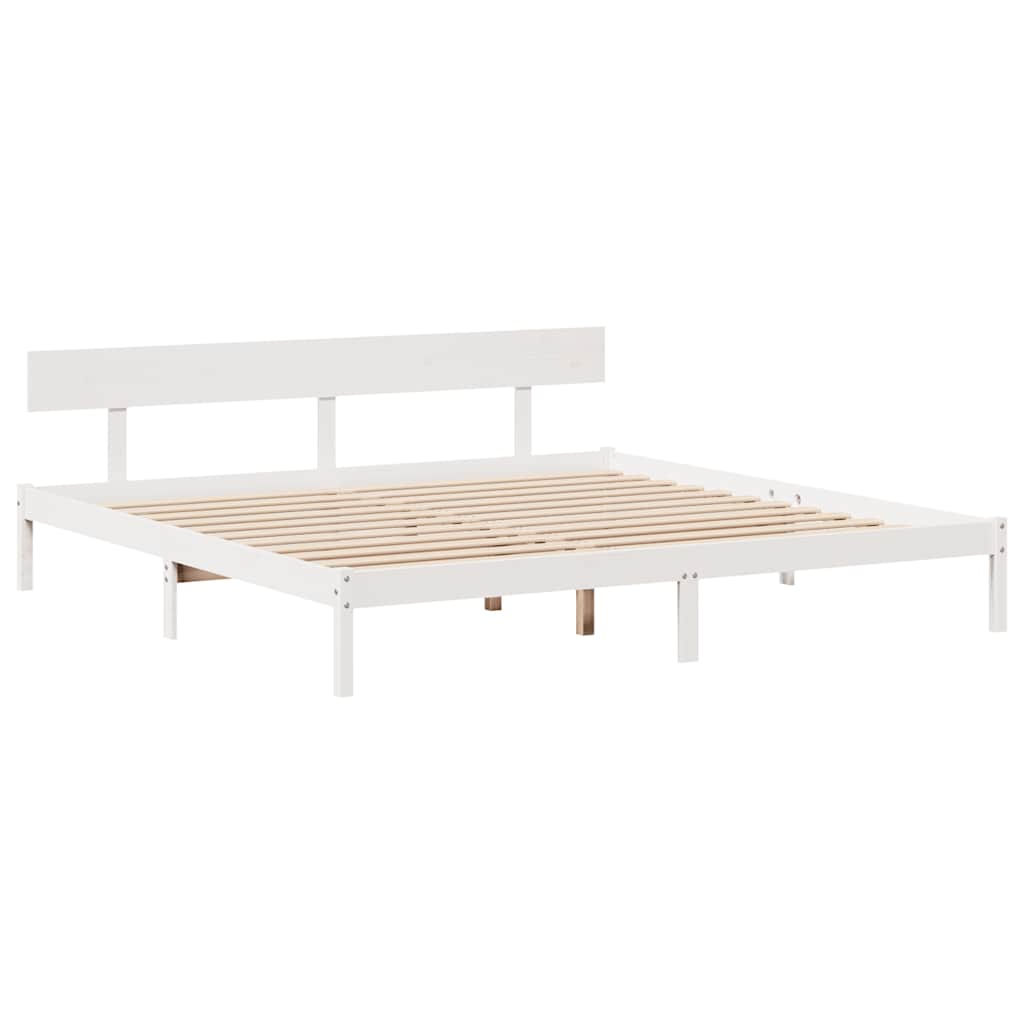 vidaXL Rama łóżka bez materaca, biała, 180x200 cm, lite drewno sosnowe