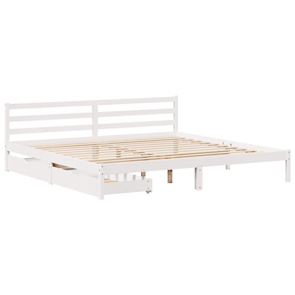 vidaXL Łóżko bez materaca, białe, 200x200 cm, lite drewno sosnowe