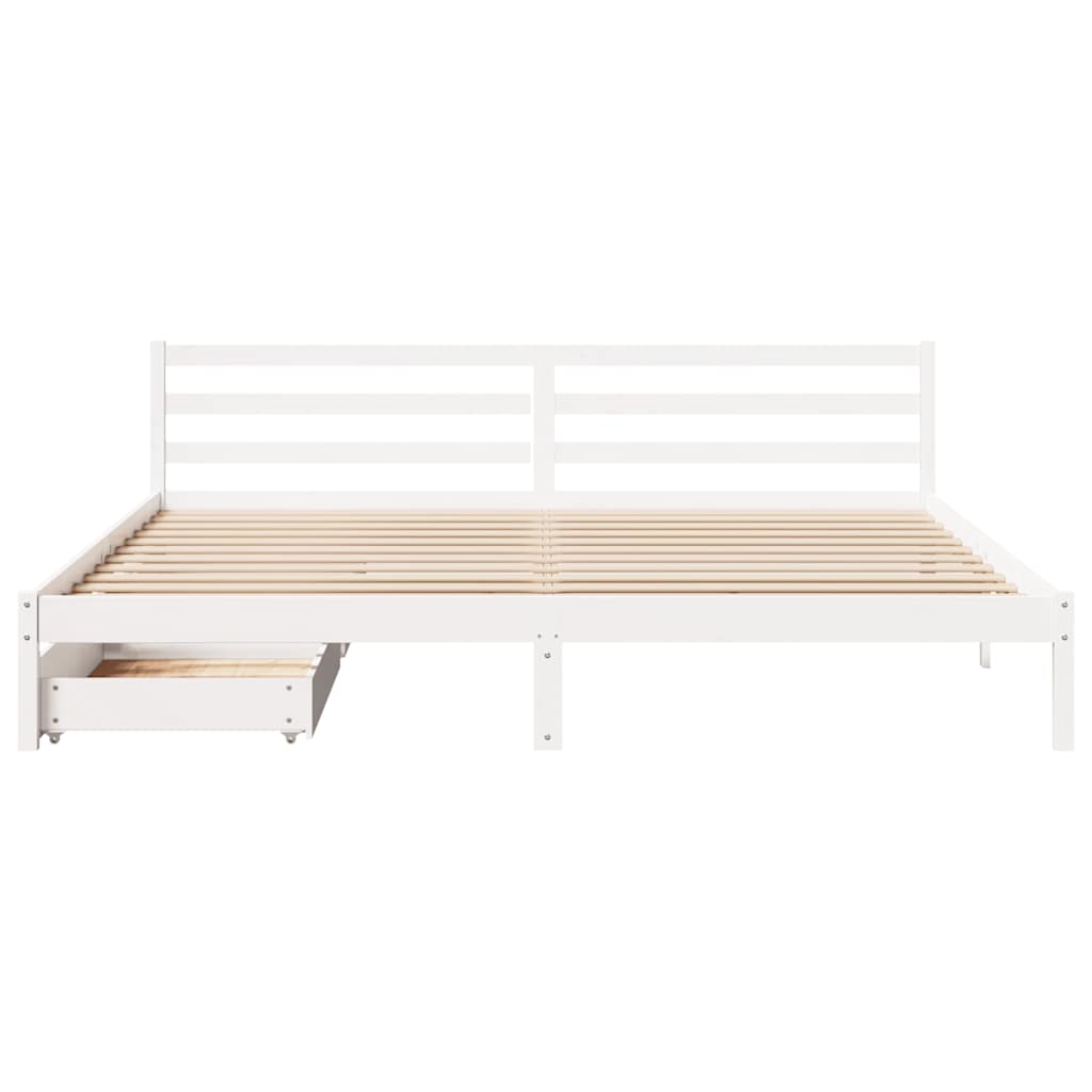 vidaXL Łóżko bez materaca, białe, 200x200 cm, lite drewno sosnowe