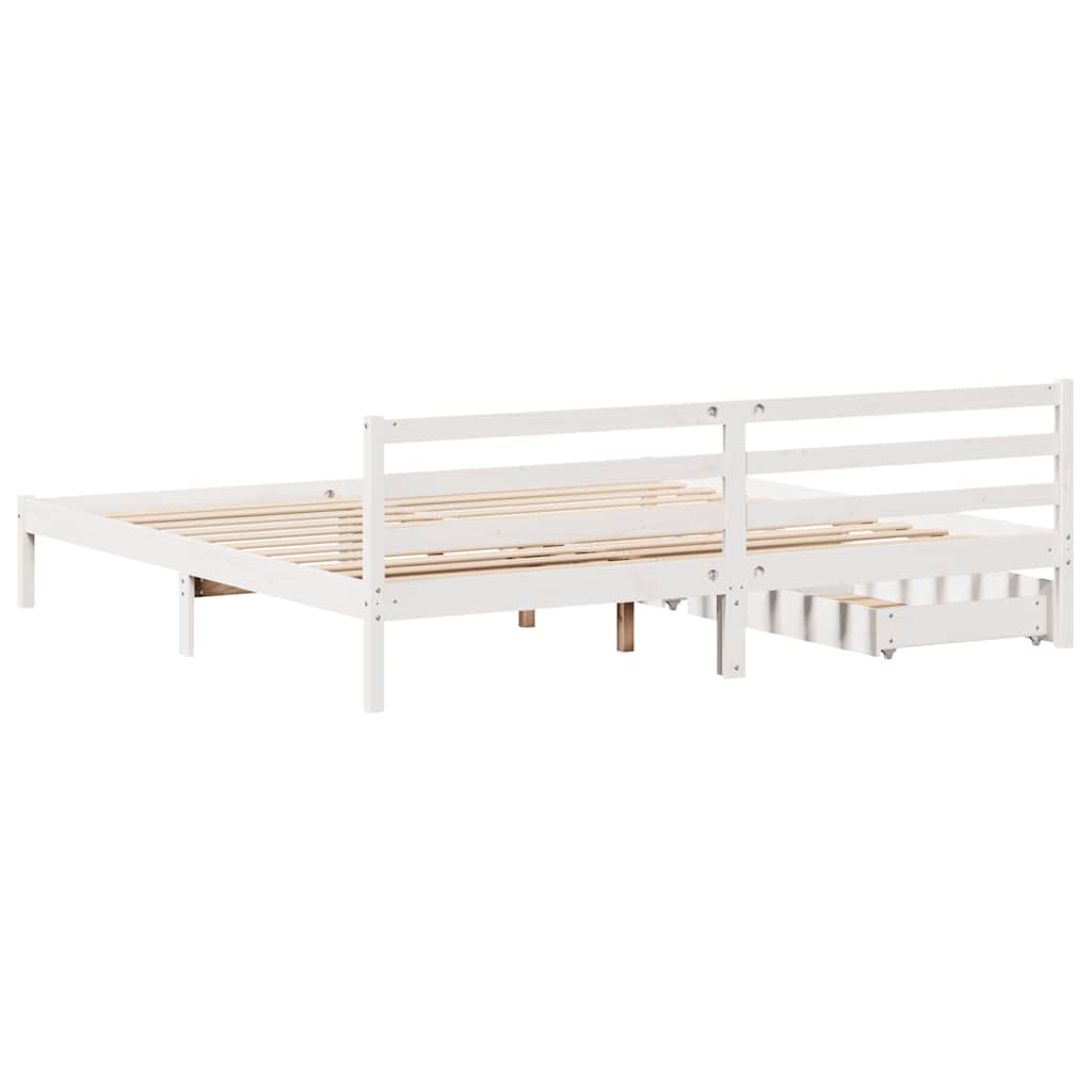 vidaXL Łóżko bez materaca, białe, 200x200 cm, lite drewno sosnowe