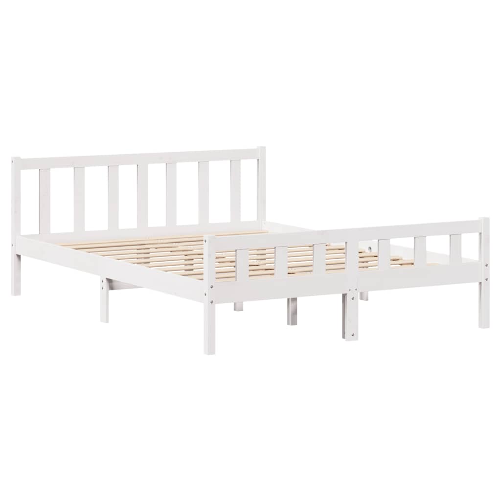 vidaXL Rama łóżka bez materaca, biała, 150x200 cm, lite drewno sosnowe