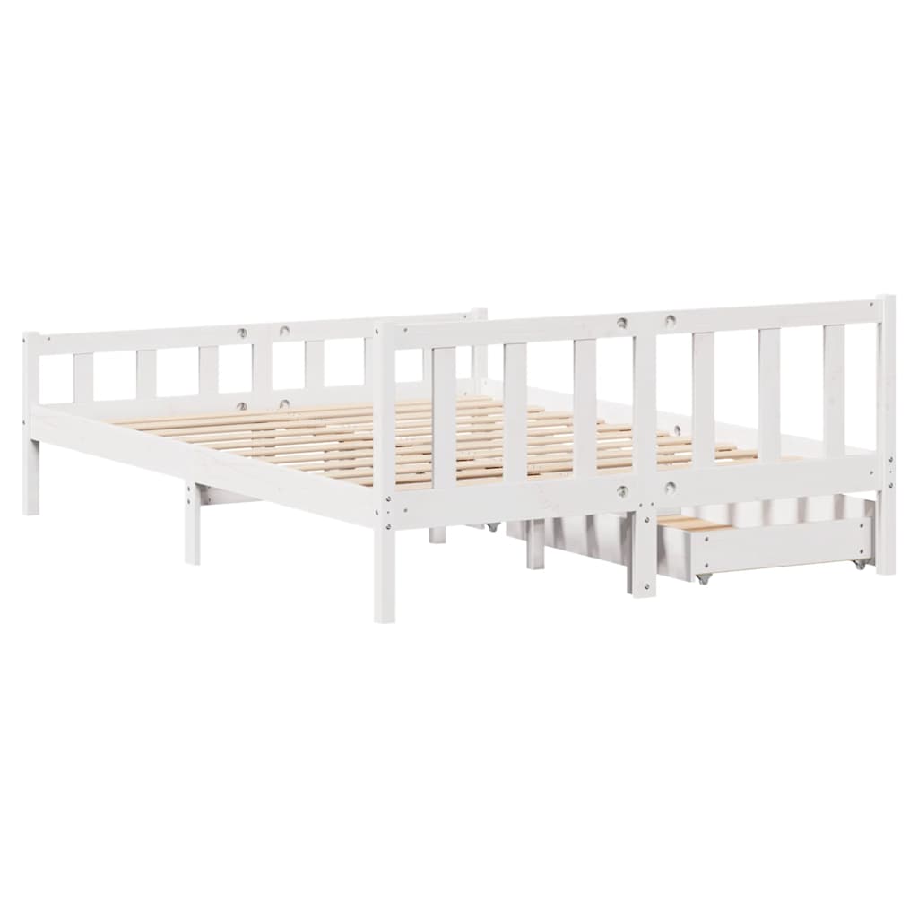 vidaXL Rama łóżka bez materaca, biała, 160x200 cm, lite drewno sosnowe
