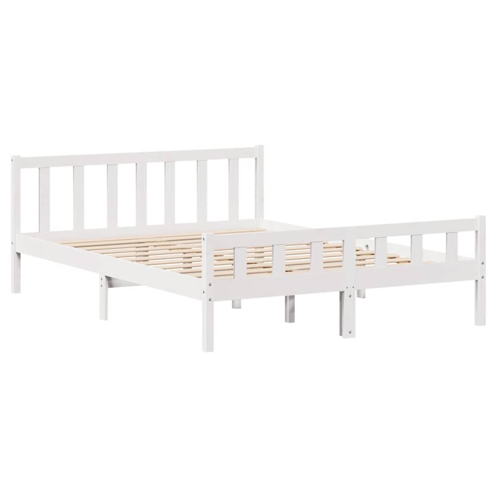 vidaXL Rama łóżka bez materaca, biała, 160x200 cm, lite drewno sosnowe
