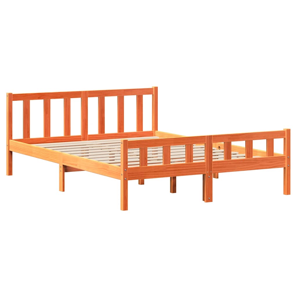 vidaXL Rama łóżka bez materaca, woskowy brąz, 150x200 cm, lita sosna