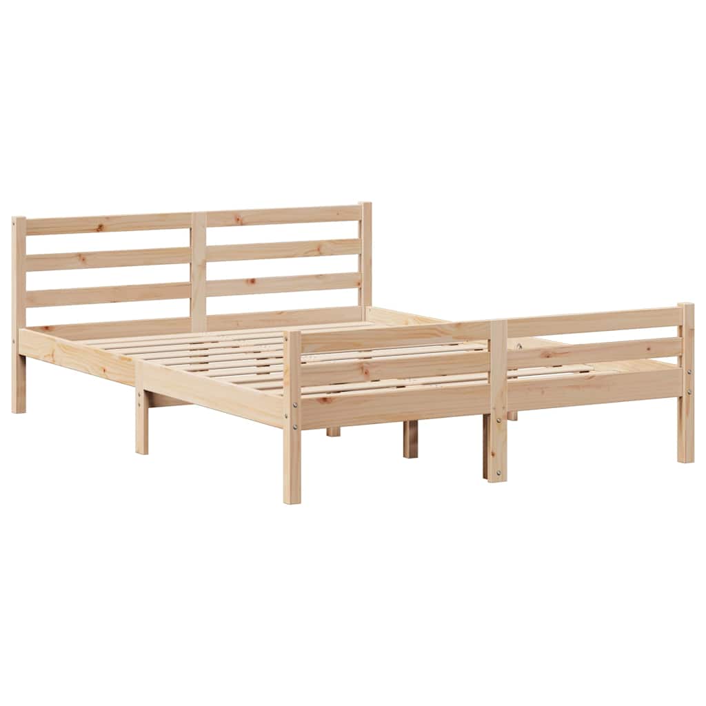 vidaXL Rama łóżka bez materaca, 140x190 cm, lite drewno sosnowe