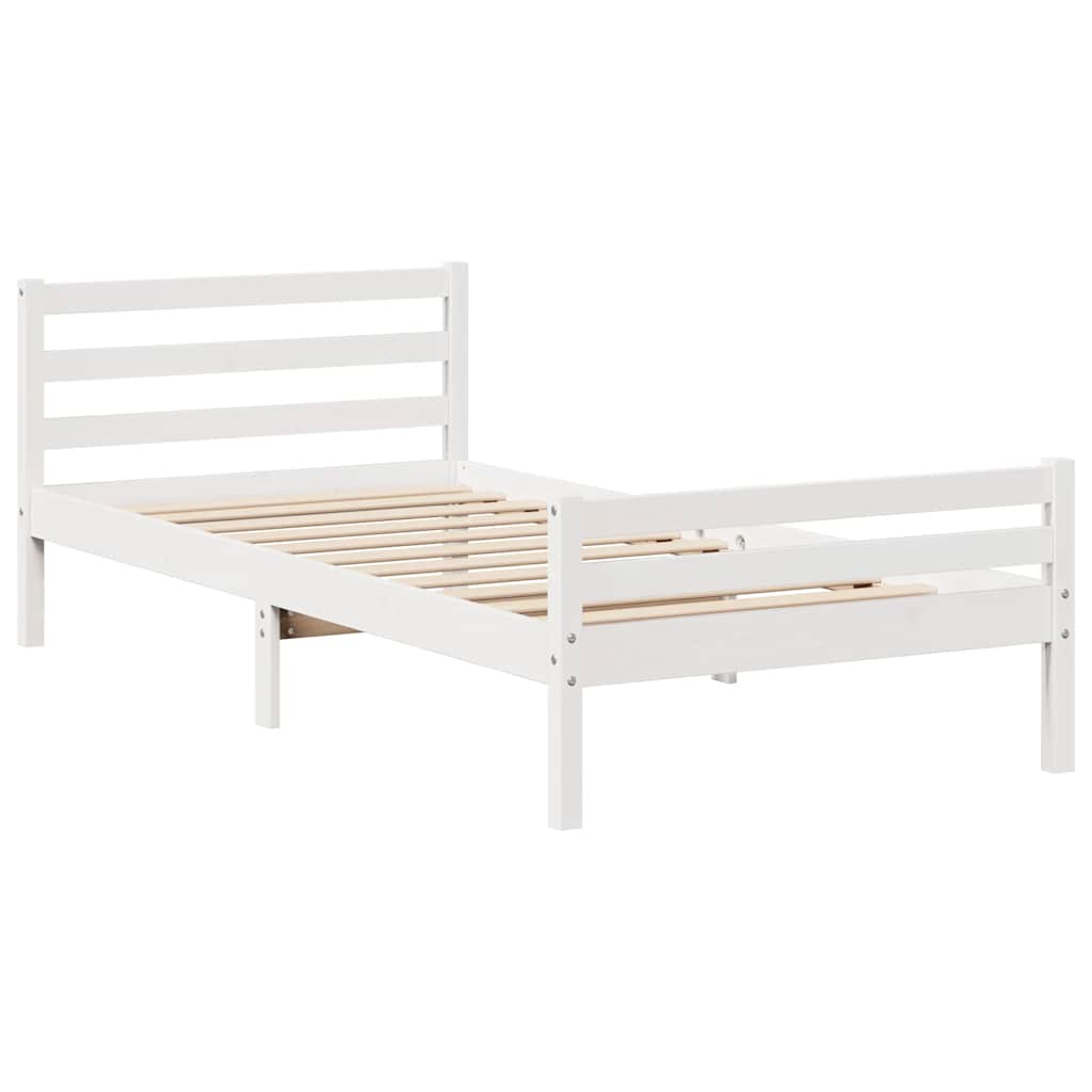 vidaXL Rama łóżka bez materaca, biała, 100x200 cm, lite drewno sosnowe