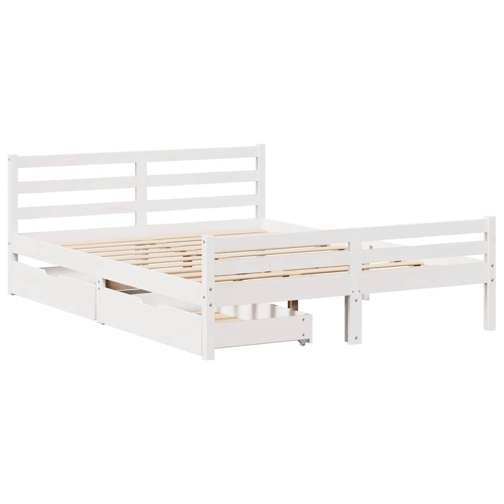 vidaXL Rama łóżka bez materaca, biała, 140x200 cm, lite drewno sosnowe