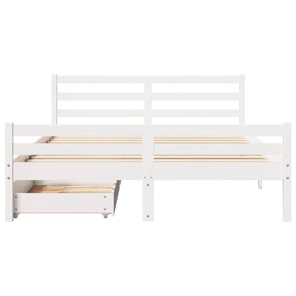 vidaXL Rama łóżka bez materaca, biała, 140x200 cm, lite drewno sosnowe