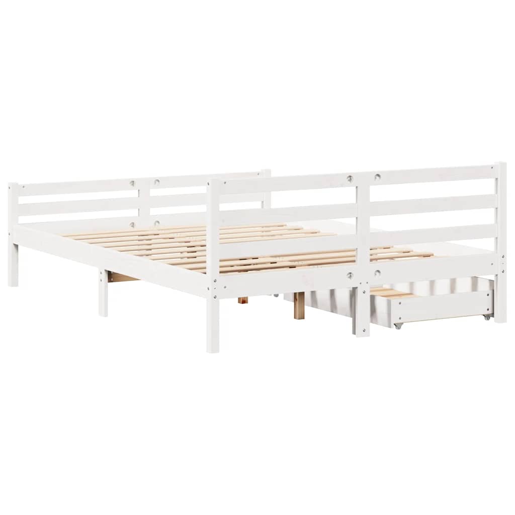 vidaXL Rama łóżka bez materaca, biała, 140x200 cm, lite drewno sosnowe