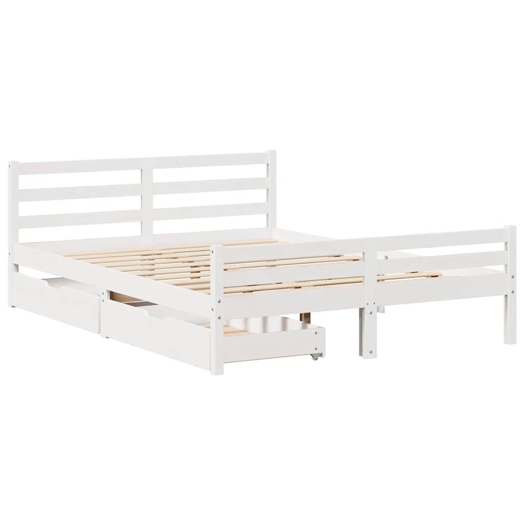vidaXL Rama łóżka bez materaca, biała, 150x200 cm, lite drewno sosnowe