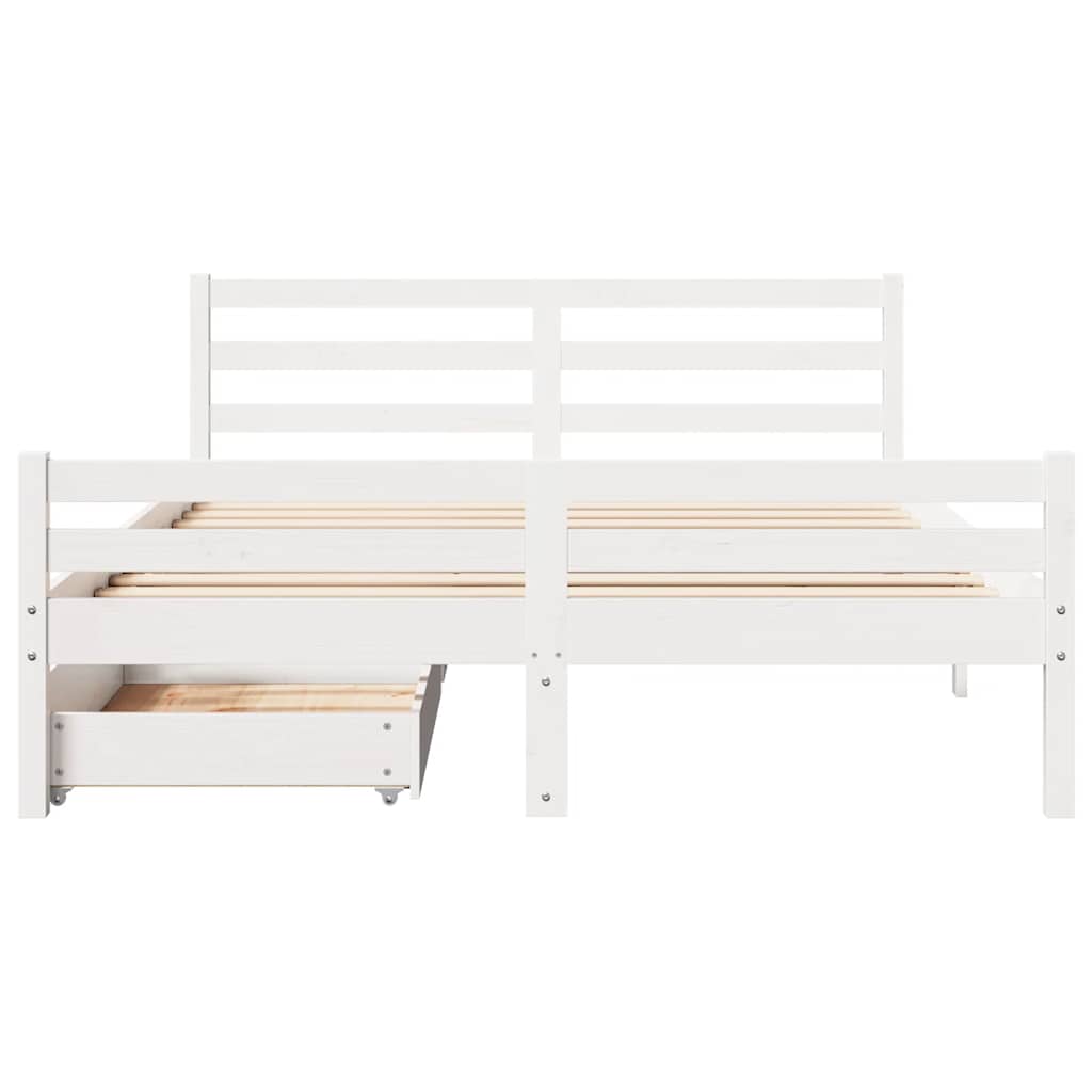 vidaXL Rama łóżka bez materaca, biała, 150x200 cm, lite drewno sosnowe