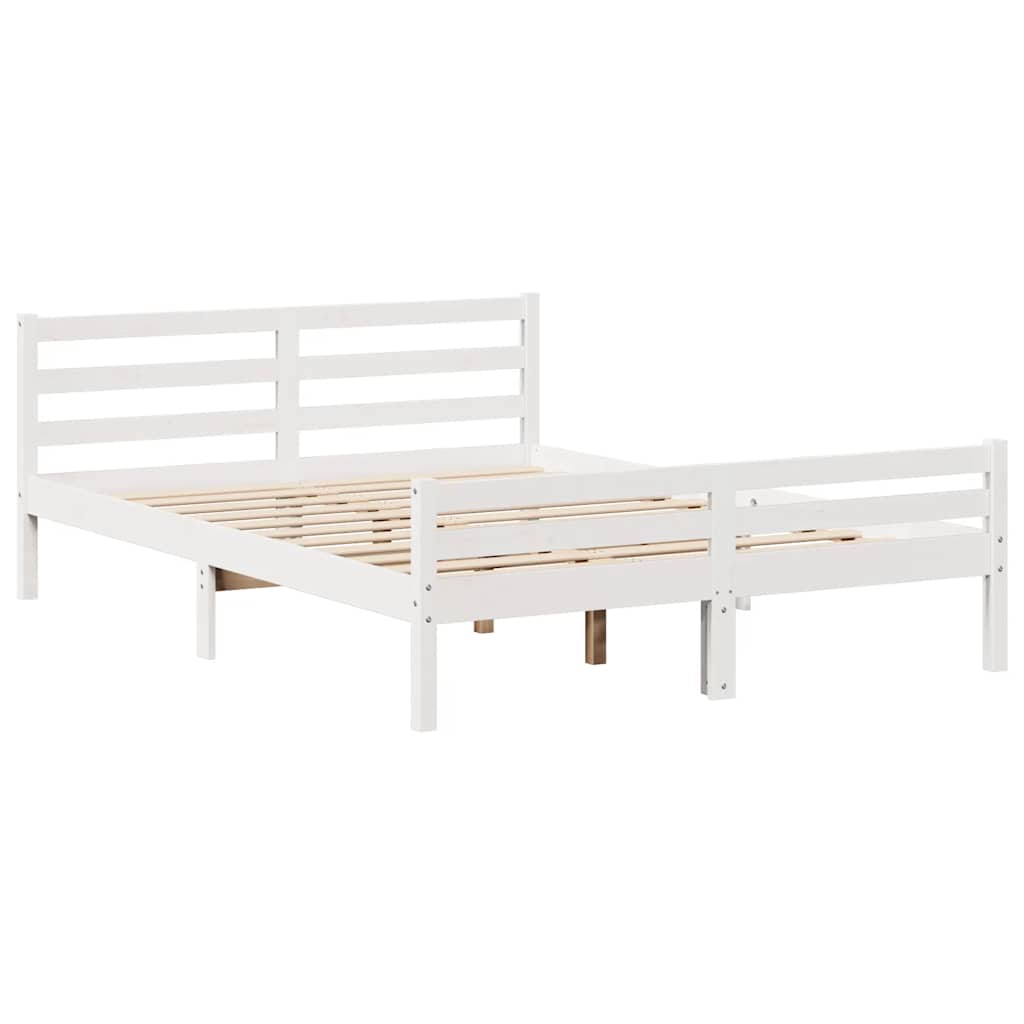 vidaXL Rama łóżka bez materaca, biała, 150x200 cm, lite drewno sosnowe