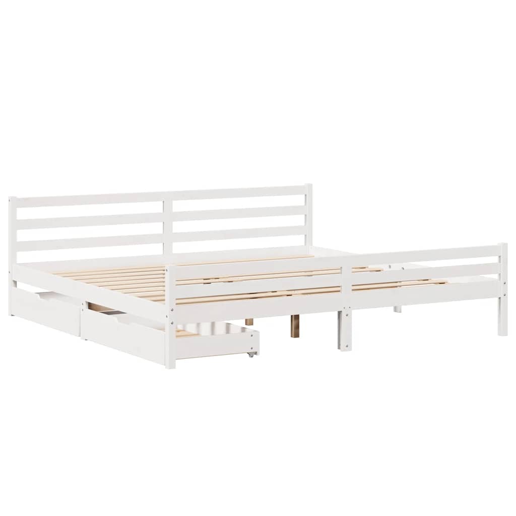 vidaXL Łóżko bez materaca, białe, 200x200 cm, lite drewno sosnowe