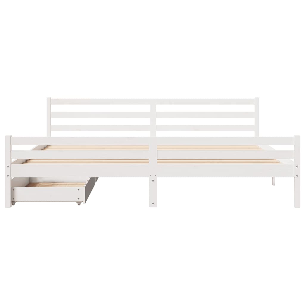 vidaXL Łóżko bez materaca, białe, 200x200 cm, lite drewno sosnowe
