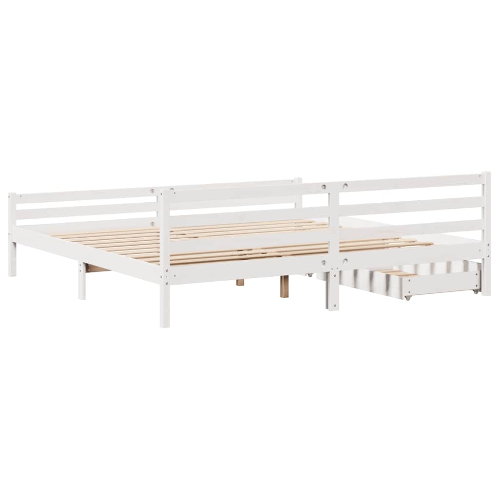 vidaXL Łóżko bez materaca, białe, 200x200 cm, lite drewno sosnowe