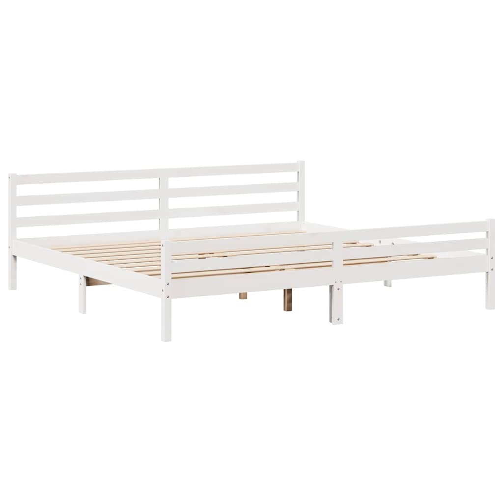 vidaXL Łóżko bez materaca, białe, 200x200 cm, lite drewno sosnowe