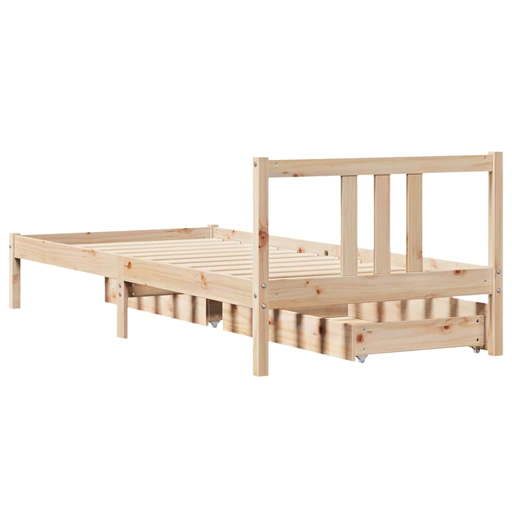 vidaXL Rama łóżka bez materaca, 75x190 cm, lite drewno sosnowe