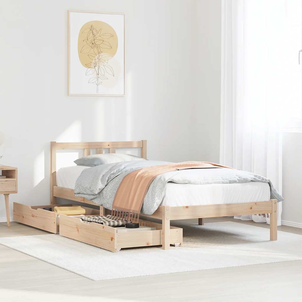 vidaXL Rama łóżka bez materaca, 90x190 cm, lite drewno sosnowe