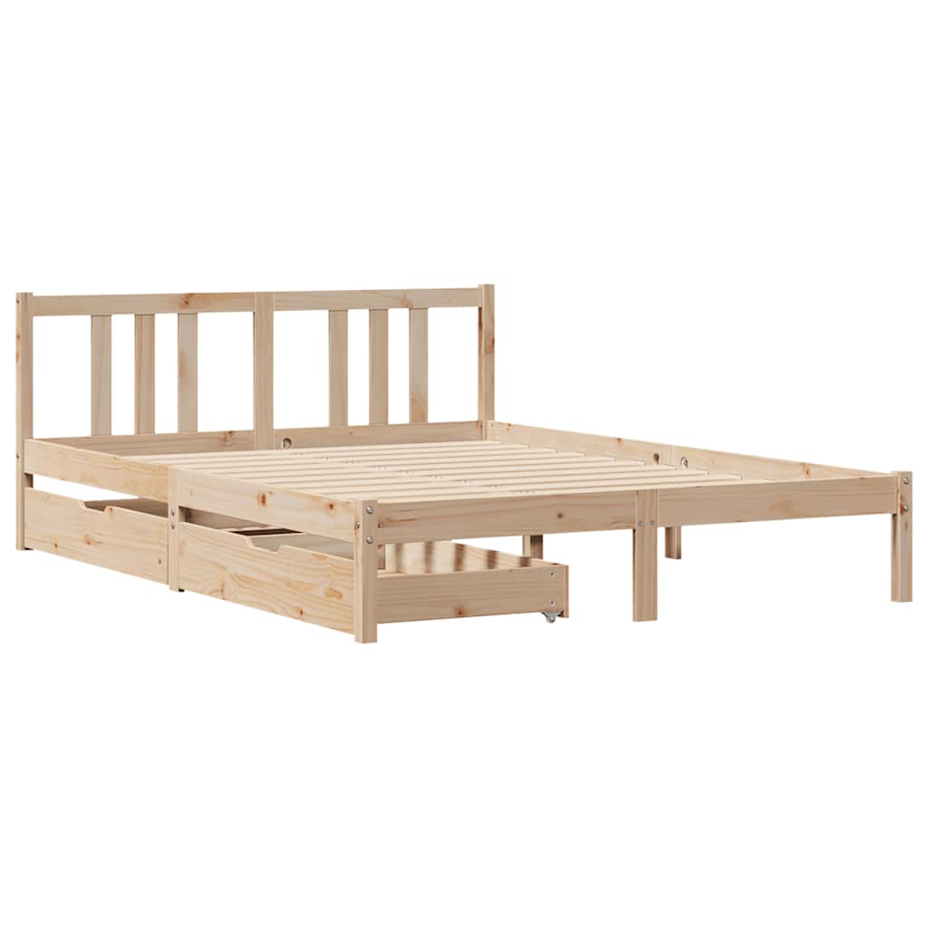 vidaXL Rama łóżka bez materaca, 135x190 cm, lite drewno sosnowe